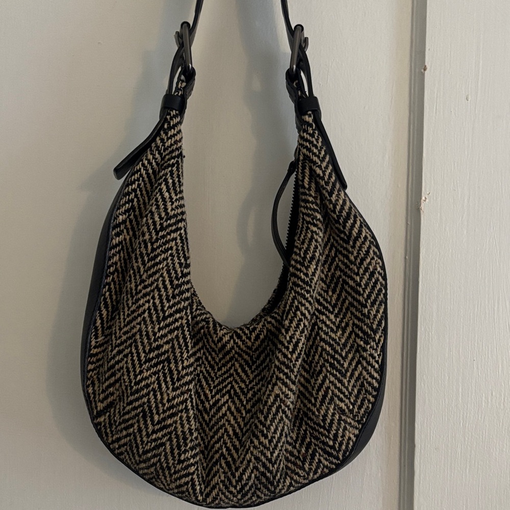 Banana Republic Woven Chevron Hobo Bag - Black & Cream